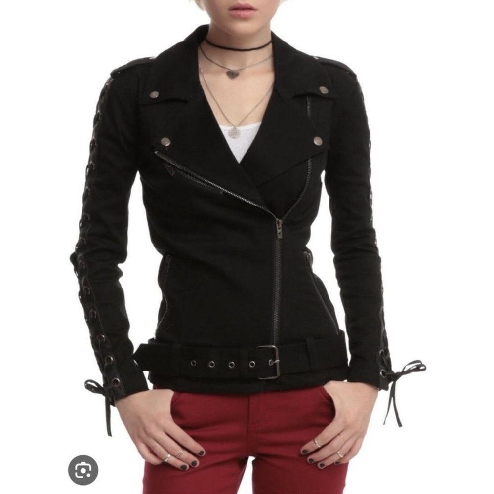 Tripp NYC Black Cotton Monster Patch Utility Jacket - Picture 3 of 16